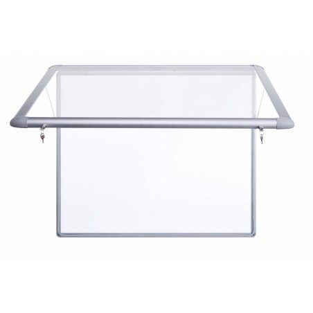 Vitrina Eco-150 con puerta elevable para exterior (fondo de metal blanco)