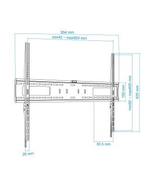 Soporte de pared para pantallas planas de 60" a 100" (medidas)