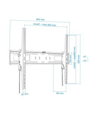 Soporte de pared para pantallas planas de 60" a 100" (medidas)