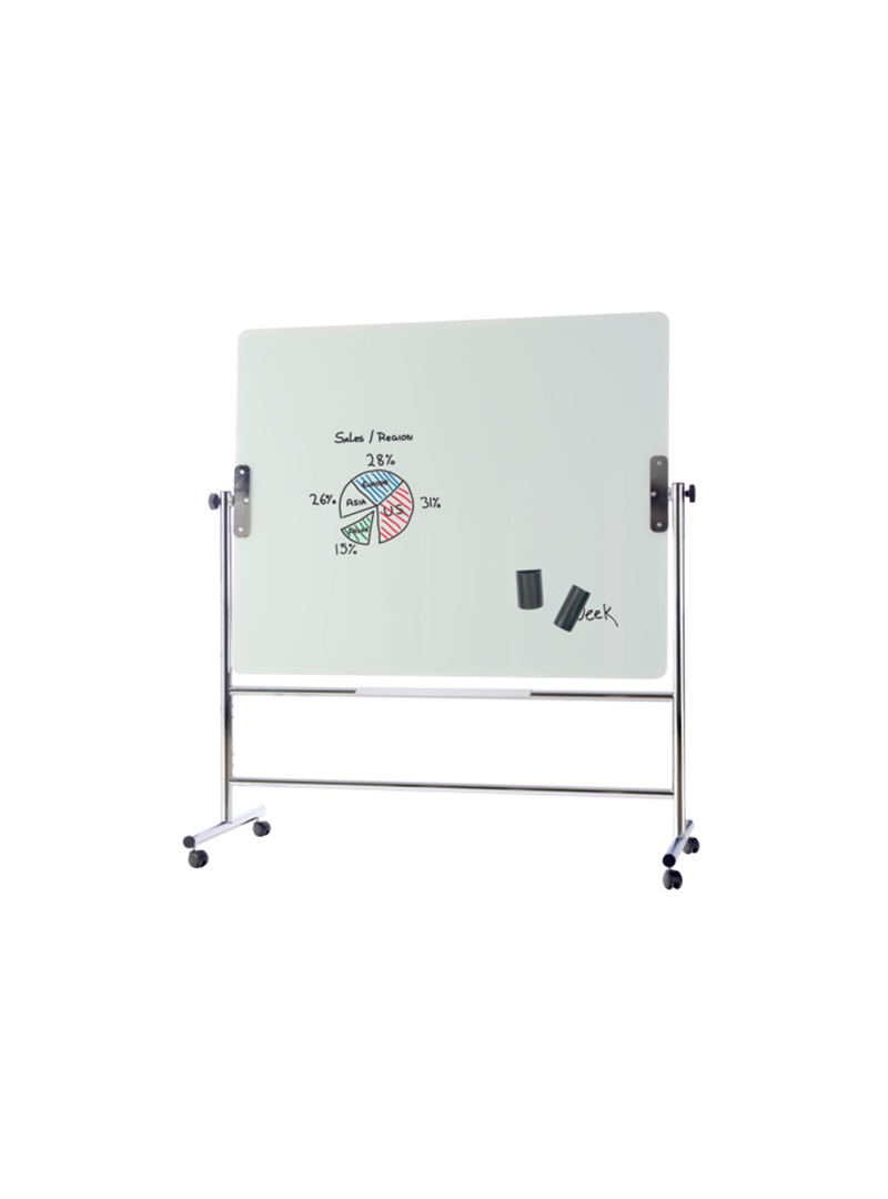 Pizarra volteable móvil de cristal blanca magnética Pizarra volteable móvil de cristal blanca magnética